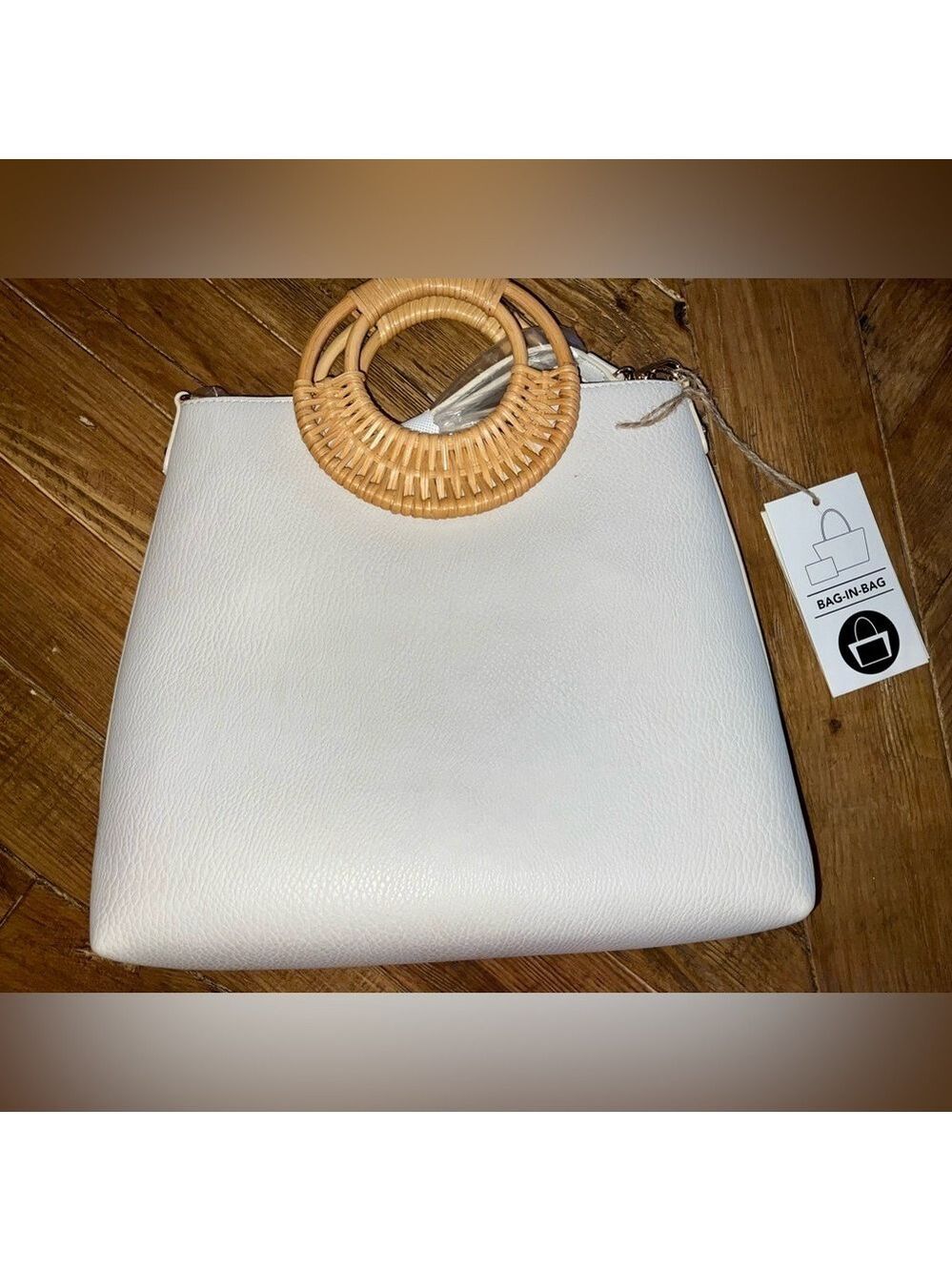 Antik kraft vegan leather bone color bag in bag purse - nwt / great for travel - Picture 7 of 8